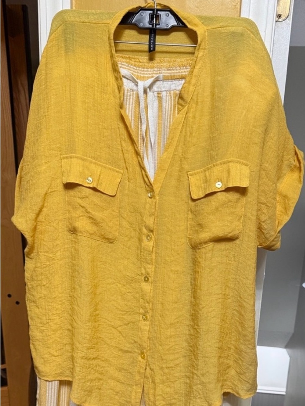 Matching outfit Vacay Mustard Yellow Lightweight Shirt & linen blend pants